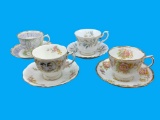 (4) Royal Albert (England) Cups & Saucers: