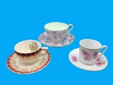 (3) Cups & Saucers:  Shelley Summer Glory