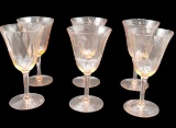 (6) Pink Depression Glass Water Goblets 6.5