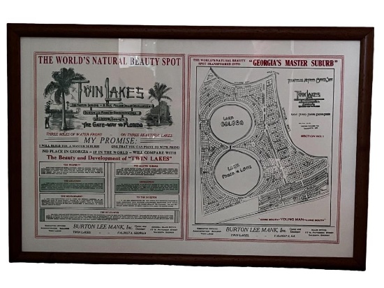 Framed Map of Twin Lakes Development 25" x 17.5"