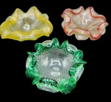 (3) Art Glass Bowls