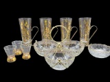 Gold Trim Tumblers and Serving Bowls