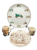 Davy Crocket Cup/Plate, Toby Mug, Collector Plate