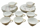 (8) Gold Trim Snack Plates w/Cups