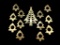 Brass Christmas Tree Trivet and (12) Napkin Rings