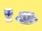 (2) Blue/White Items JAPAN: Cup/Saucers, Egg Cup