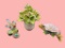 (3) Porcelain items : Bird, flower, and Basket