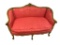 Upholstered Loveseat with Carved Wood Frame,