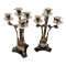 (2) Silver Plate & Crystal 4- Branch Candelabras--