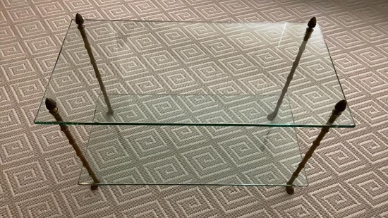 Glass & Brass Two Tier Coffee Table--