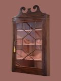 Antique Mahogany Wall Hung Corner Cabinet,