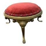 Vintage Metal Footstools with Velvet Upholstery--