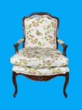Upholstered Chair with Carved Hardwood Frame