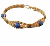 Yellow Gold-Filled Wire & Lapiz Lazuli Bracelet