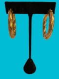 14 Kt Yellow Gold Hoop Pierced Earrings--8.2Grams