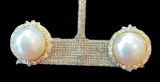 14 Kt Yellow Gold Mobe Pearl & Diamond