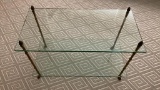 Glass & Brass Two Tier Coffee Table--