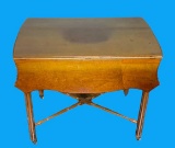 Drop-Leaf One Drawer Table, Brass Hardware &