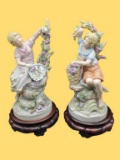 (2) Andrea by Sadek Grape Gatherers Figurines