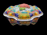 Hand-Painted Ceramic Covered Tureen 13 1/2