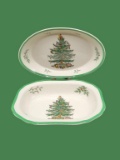 (2) Spode Christmas Tree Vegetable Bowl