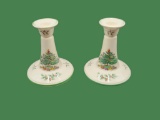 Pair of Spode “Christmas Tree” Candleholders