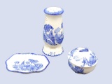 (3) Staffordshire Flow Blue Items, England