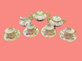 Handpainted Japanese Tea Set: Tea Pot, Covered