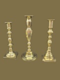 (3) Brass Candle Holders including (1) Baldwin--