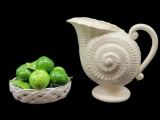 Shell Pitcher JAPAN & Porcelain Apple Basket ITALY