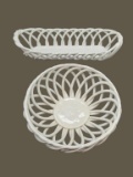 (2) White Ceramic Baskets