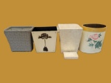 (4) Small Bathroom Trashcans and Soap Holder