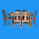 Depression Era Dining Table & (6) Dining