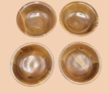 (4) Vermillion Real Walnut Salad Bowls