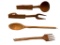 Wooden Salad Tongs with Primitive Carvings,