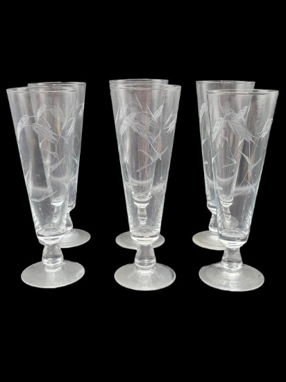(6) Pilsner Glasses "Wheat" by Sasaki