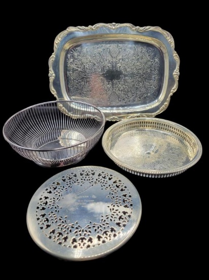 (4) Silver Plate Items:  Towle 15 1/2” x 11 1/4”