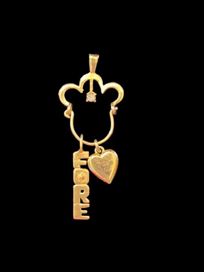 14kt Gold Pendant w/ (1) 14 Kt Gold Charm