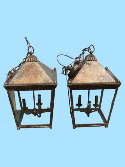 (2) Hanging Metal Light Fixtures