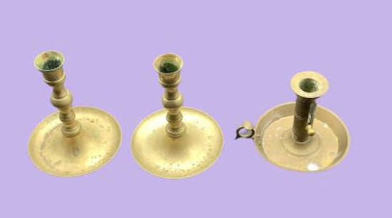 (3) Brass Candlestick Holders