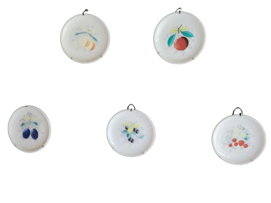 (5) Milk Glass Fruit Plates