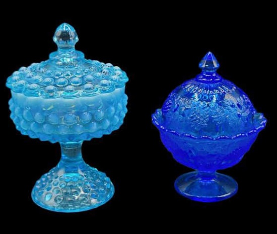 (2) Collectible Glass Items: "Della Robbia Blue"