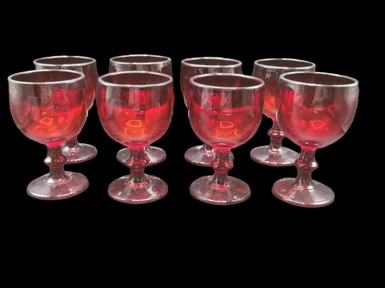 (8) Water Goblets "Hoffman House Ruby" by