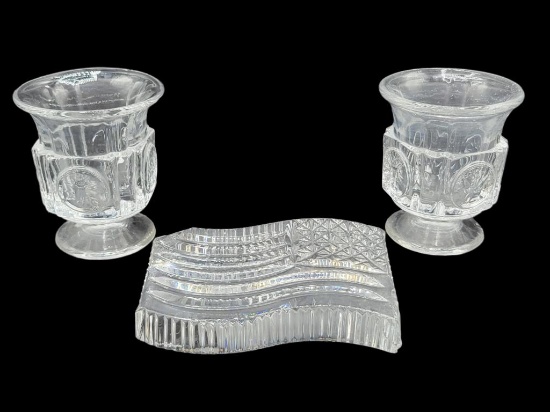 (2) Cigarette Urns "Coin Glass Clear" by