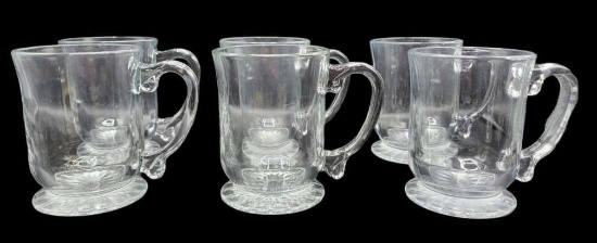 (6) Pier 1 Glass Mugs 4.5" Tall