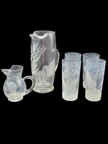 Assorted Etched Glassware