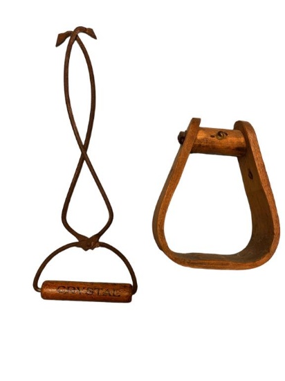 Antique Wooden Stirrup and Vintage Crystal Ice