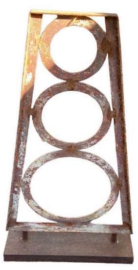 Metal Geometric Design Mounted on Steel Base  - 22"  x 35" H