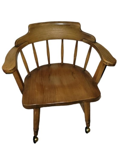 JB Van Sciver co. Wooden Arm Chair on Casters
