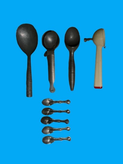 (4) Vintage Ice Cream Scoops and (6) Tin Ice